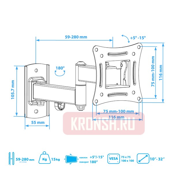 кронштейн для телевизора Tuarex Alta-104