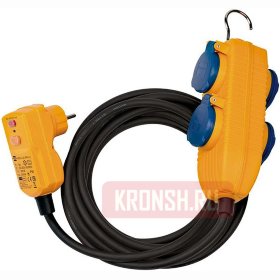Удлинитель с УЗО Brennenstuhl (4 розетки, 5 м, жёлтый, IP54), 1168720010