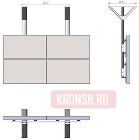 потолочный кронштейн для четырех телевизоров elegri