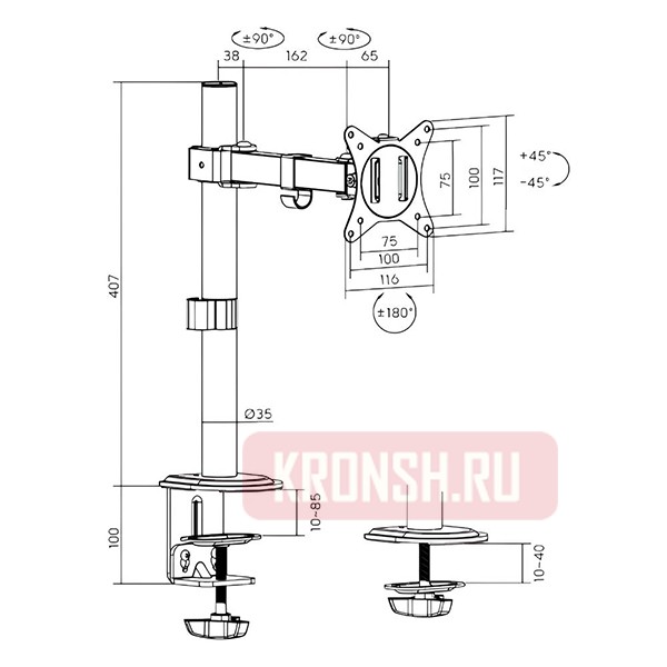 Кронштейн для монитора iTECHmount MTM-02F