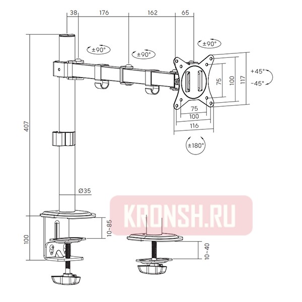 Кронштейн для монитора iTECHmount MTM-03F 