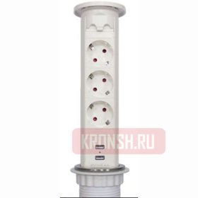 Встраиваемый розеточный блок Mebax M105JW (3 розетки, 2 USB) 