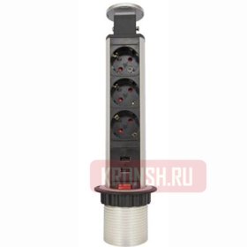 Встраиваемый розеточный блок Mebax M105S (3 розетки, 2 USB)