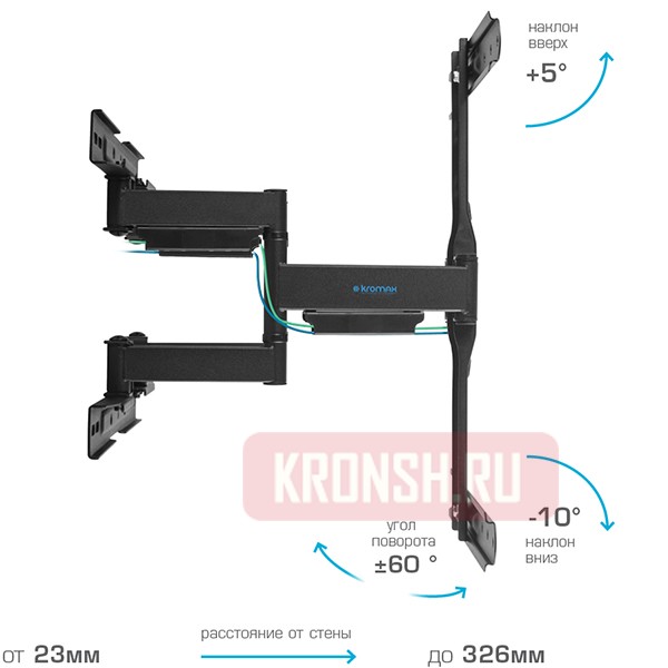 Кронштейн для телевизора Kromax ULTRA SLIM-101 (чёрный) 