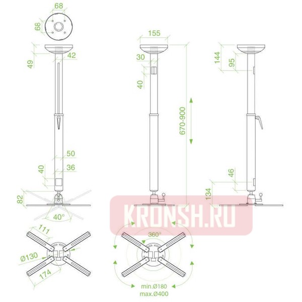 Кронштейн для проектора ErgoFount BPM-16-02MW 