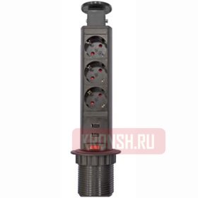 Встраиваемый розеточный блок Mebax M105B (3 розетки, 2 USB) 
