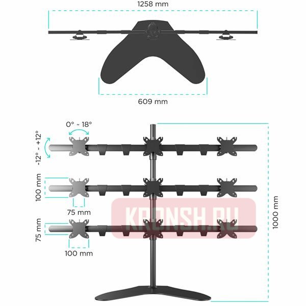 Кронштейн для 9 мониторов Onkron FSPRO1L-33