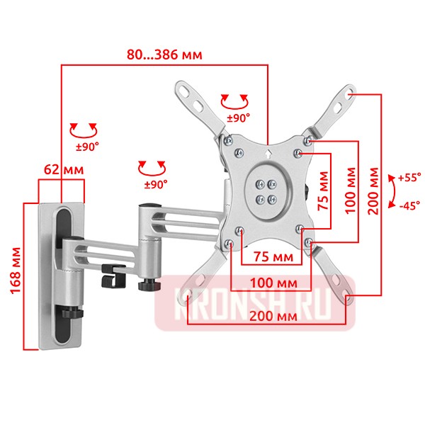 Кронштейн для телевизора Uniteki FM386AUTO (серебристый)