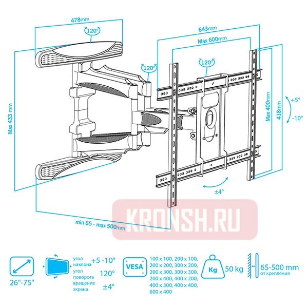 Кронштейн для телевизора Tuarex Olimp-605