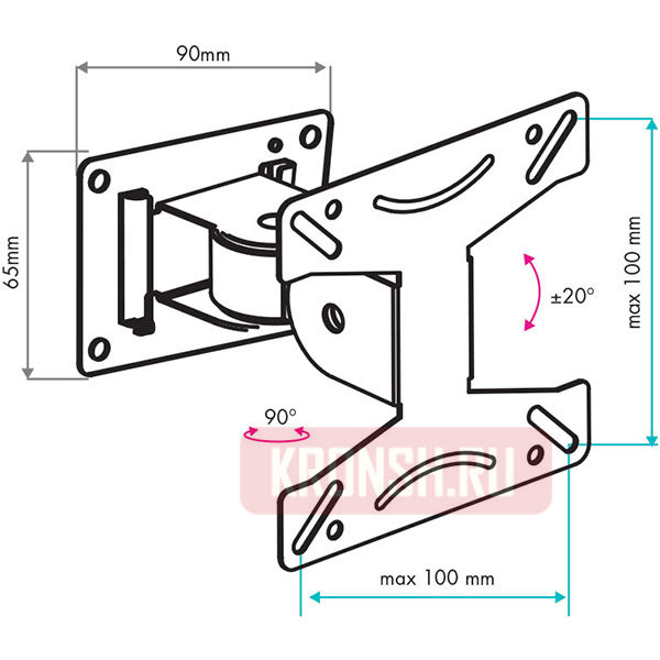 Кронштейн для телевизора VLK Trento-102 (чёрный) 