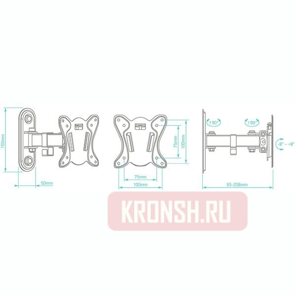 Кронштейн для телевизора Onkron NP14 (чёрный) 