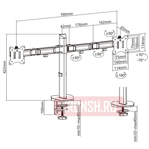 Кронштейн для двух мониторов Exell EXi-MA42