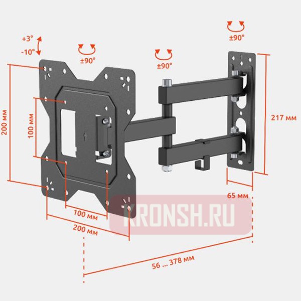 Кронштейн для телевизора Uniteki FM1674BN (чёрный)    