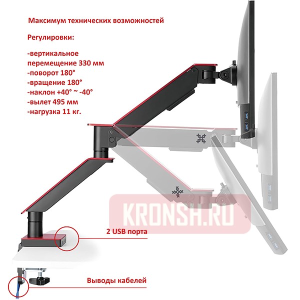 Кронштейн для монитора Uniteki FMGT101RDR (чёрный)
