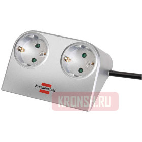 Удлинитель Brennenstuhl 2 розетки, 1,8 м, серебристый), 1153540