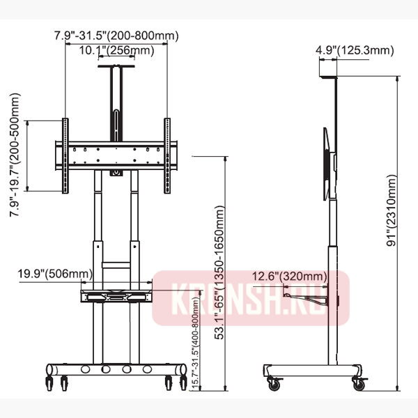 Мобильный стенд Onkron TS1881 (чёрный) 