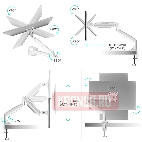 Кронштейн для монитора Onkron G100 (белый)  