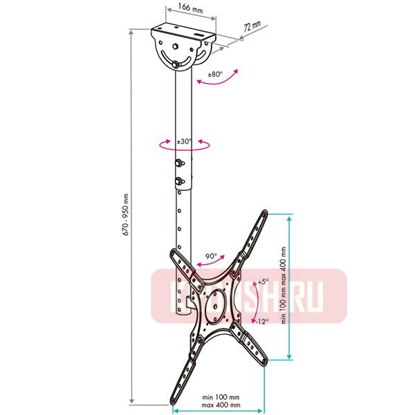 Потолочный кронштейн для телевизора VLK Trento-62