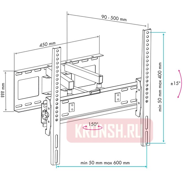 Кронштейн для телевизора VLK Trento-9 (чёрный)     