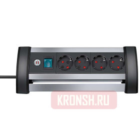 Удлинитель Brennenstuhl 4 розетки, 1,8 м, чёрно-серый), 1394000414