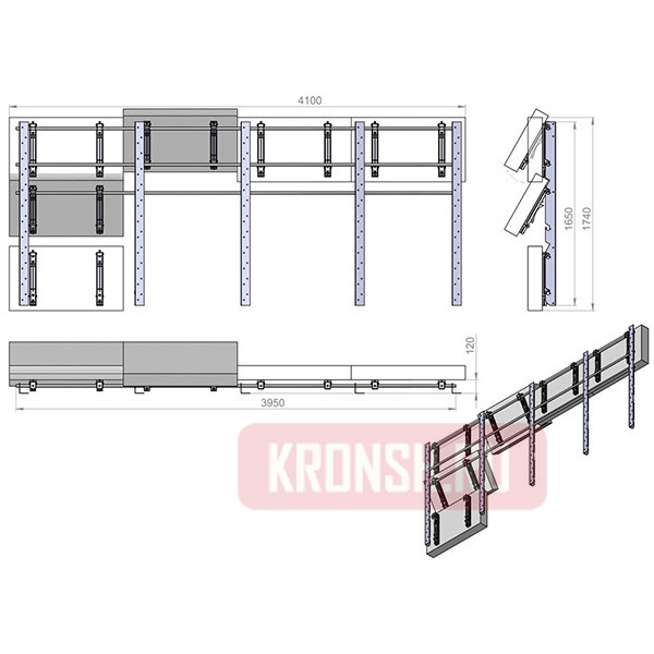 Настенный каркас для видеостены ARTKRON VWBW-F43