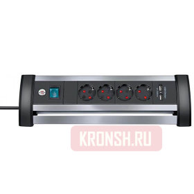 Удлинитель Brennenstuhl 4 розетки, 1,8 м, чёрно-серый), 1394000514