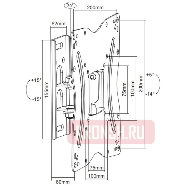 Кронштейн для телевизора iTECHmount LCD-220 (чёрный) 