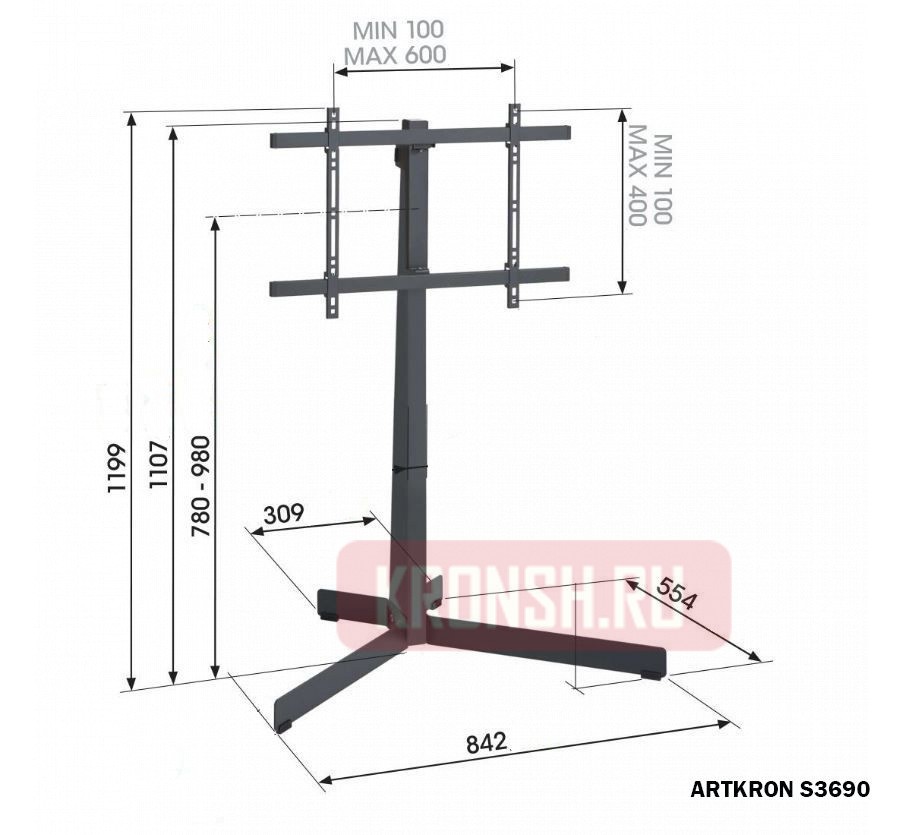 Стенд для телевизора ARTKRON S3690 (чёрный) 