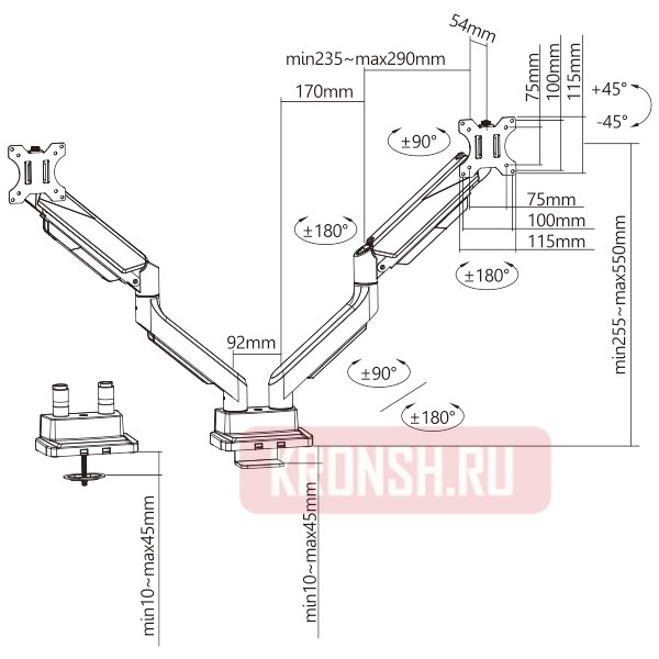 Кронштейн для мониторов Ultramounts UM718