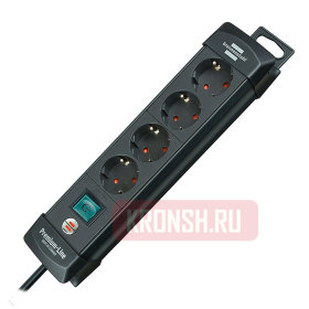 Удлинитель Brennenstuhl (4 розетки, 1,8 м, чёрный), 1951140100