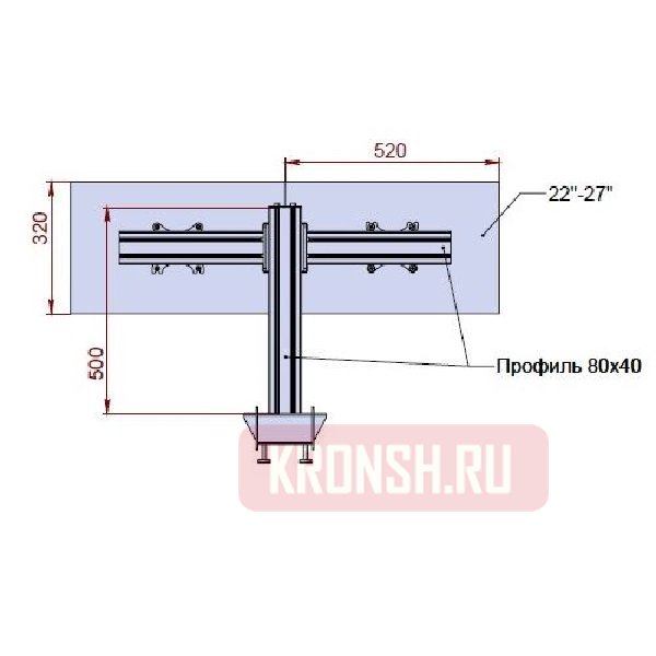 Кронштейн для двух мониторов ARTKRON 210C (серебристый)