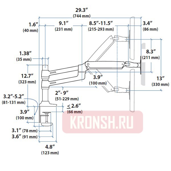 Кронштейн Ergotron LX Dual Stacking Arm (45-248-026)
