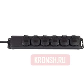 Удлинитель Brennenstuhl (6 розеток, 2 м, чёрный), 1159970