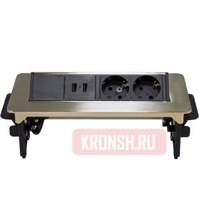 Встраиваемый розеточный блок Mebax M47-2 (2 розетки, 2 USB) 