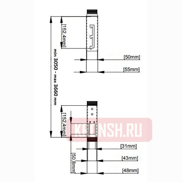 Потолочная штанга ARTKRON A1012-W (3050-3660 мм)