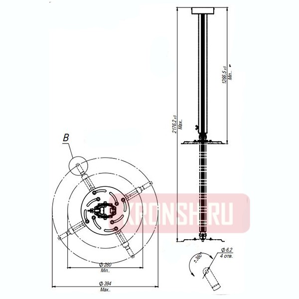 Кронштейн ARTKRON PRJ-2000W (1200-2000 мм)