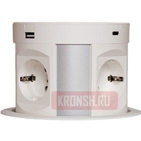 Встраиваемый розеточный блок Mebax M107J-USB (4 розетки, 2 USB) 