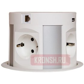 Встраиваемый розеточный блок Mebax M107J-RJ45 (4 евро + 2 USB + 2 RJ-45)