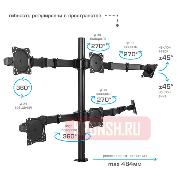 Кронштейн на 6 мониторов VLK Trento-96