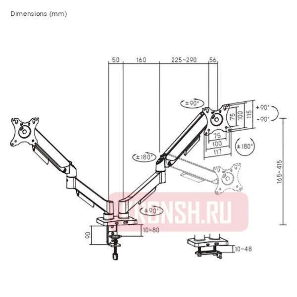 Кронштейн для мониторов Ultramounts UM740B (чёрный)    