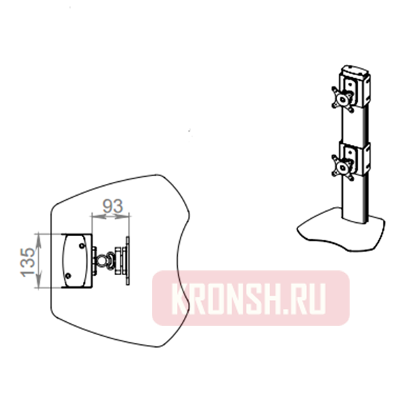 кронштейн для двух мониторов ALG M21