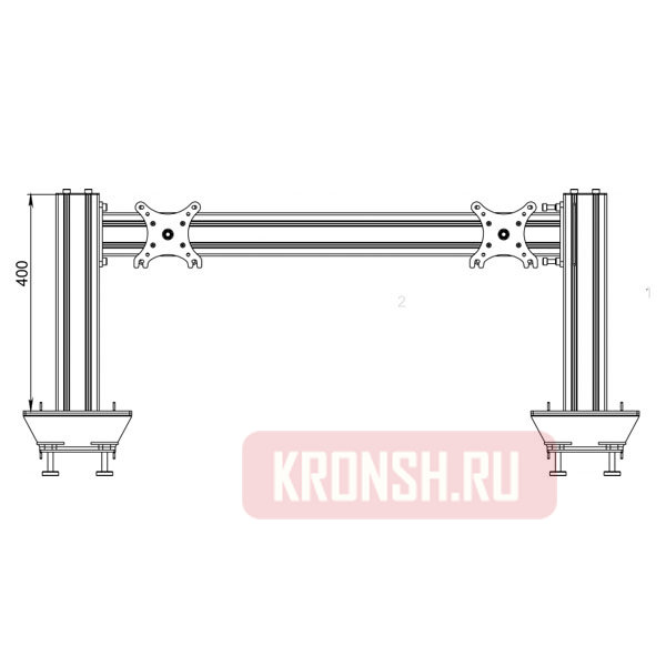 Кронштейн для двух мониторов ARTKRON 210ST Dual (серебристый) 