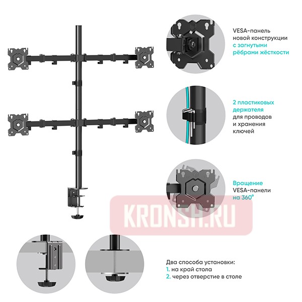 Кронштейн для 4 мониторов Onkron D421E