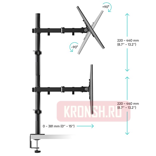 Кронштейн для 4 мониторов Onkron D421E