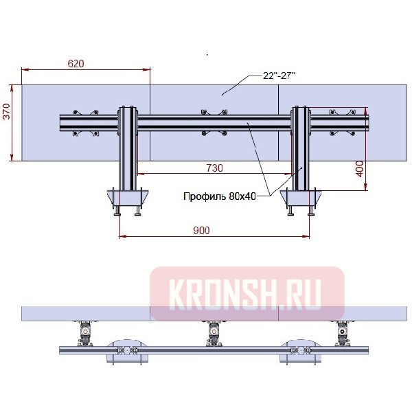 Кронштейн для трёх мониторов ARTKRON 310STD Rotation (серебристый) 