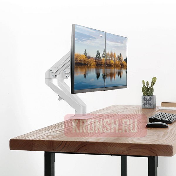 Кронштейн для двух мониторов Uniteki FMGT82W (белый)