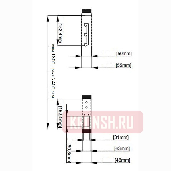 Кронштейн для проектора Wize Pro PR68F-B (180-240 см, чёрный)