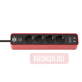 Удлинитель Brennenstuhl (4 розетки, 1,5 м, чёрно-красный), 1153240076