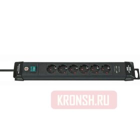 Удлинитель Brennenstuhl (6 розеток, 3 м, чёрный), 1951160601