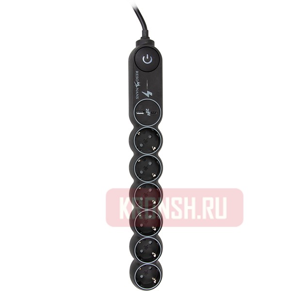 Сетевой фильтр Resonans BED05B-PD20W (6 розеток, 5 м, чёрный)